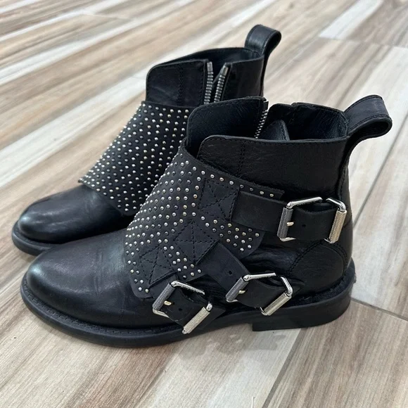 Zadig & Voltaire Black Ankle Boots with Silver Studs - Picture 1 of 6